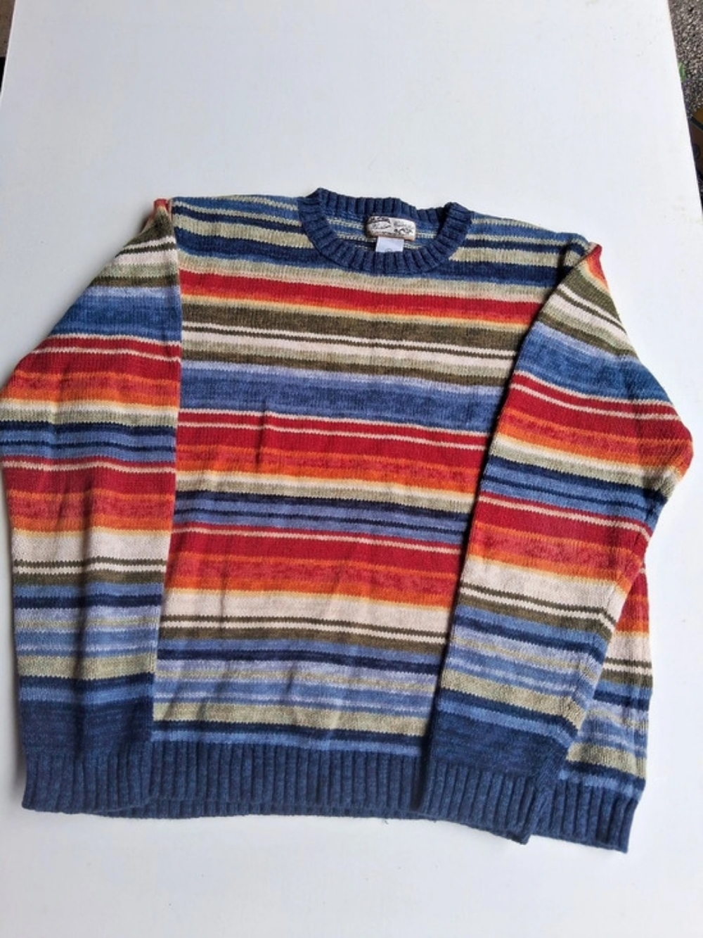 Heirloom Collectibles Vintage Striped Crewneck Sweater in Blue & Red Size Medium